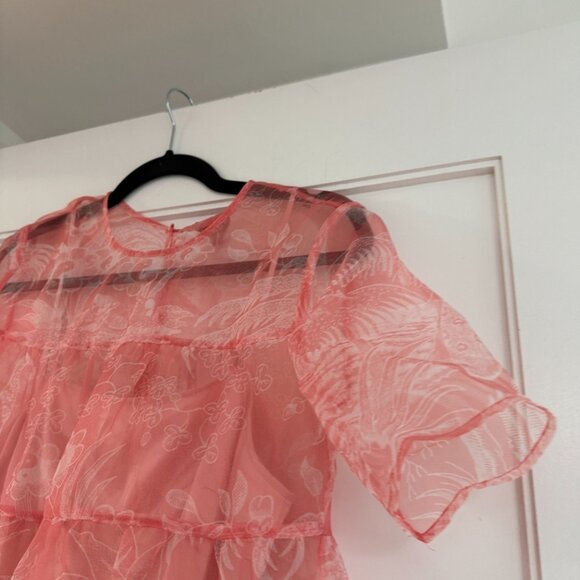NWT Staud Mini Hyacinth Organza Babydoll Dress Tiered Semi-Sheer Sz Small Pink - Picture 5 of 13